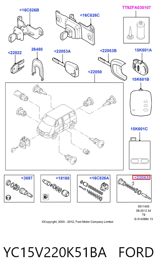YC15V220K51BA Ford Лічинка замка лівих дверей