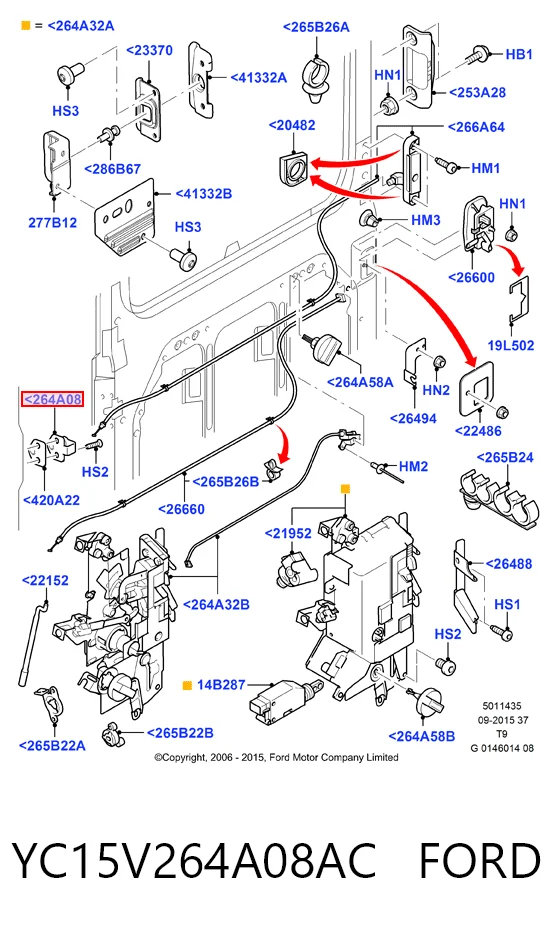 YC15V264A08AC Ford Петля-зачіп (відповідна частина) замка зсувних дверей