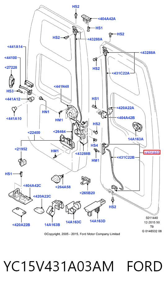 YC15V431A03AM Ford Замок задніх лівих распашних дверей