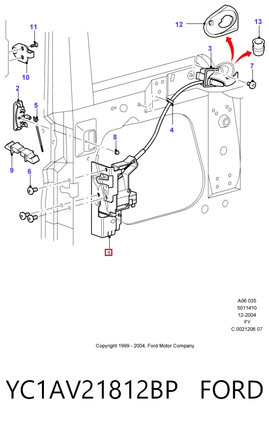 YC1AV21812BP Ford Замок двері правої передньої