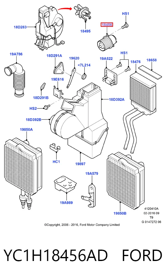 YC1H18456AD Ford Електромотор пічки