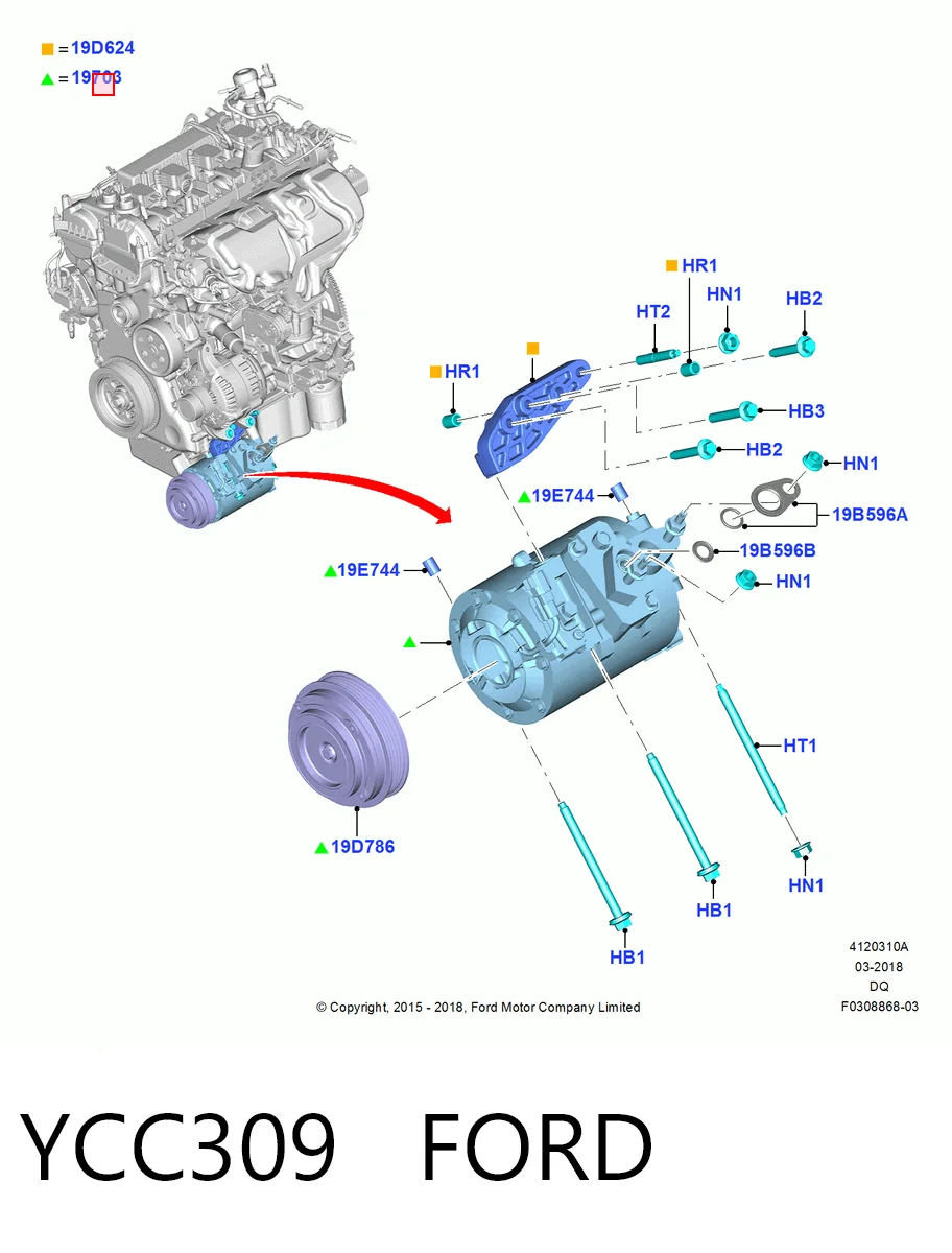 YCC309 Ford Компресор холодоагенту