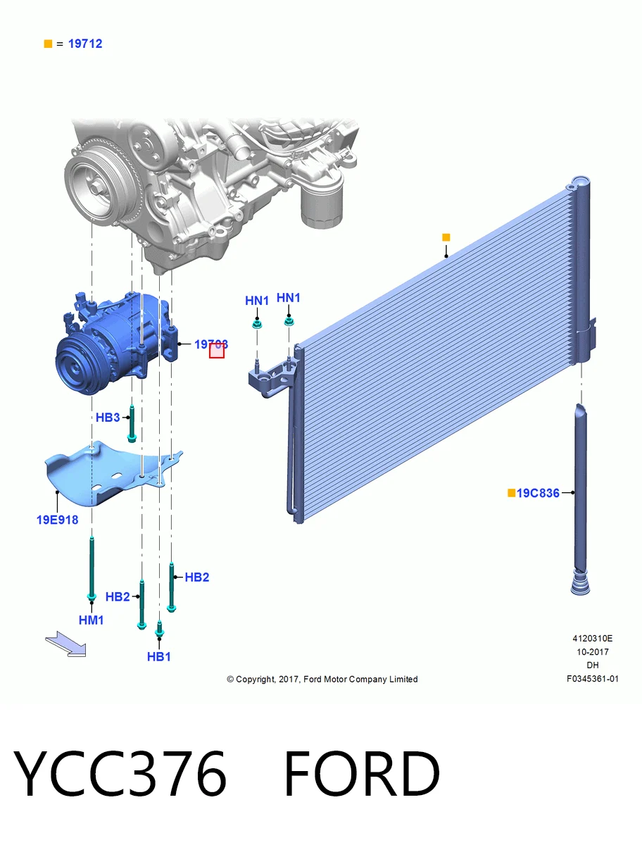 YCC376 Ford Компресор холодоагенту