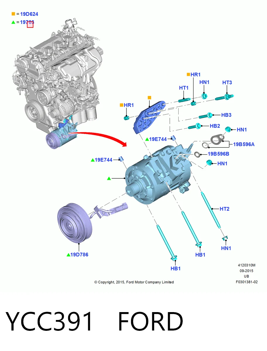 YCC391 Ford Компресор холодоагенту