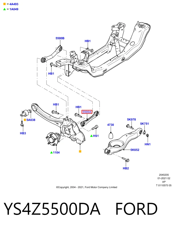 YS4Z5500DA Ford Важіль задньої підвіски поперечний