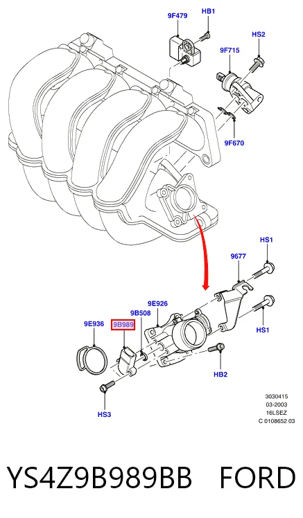 YS4Z9B989BB Ford Датчик положення дросельної заслінки (потенціометр)