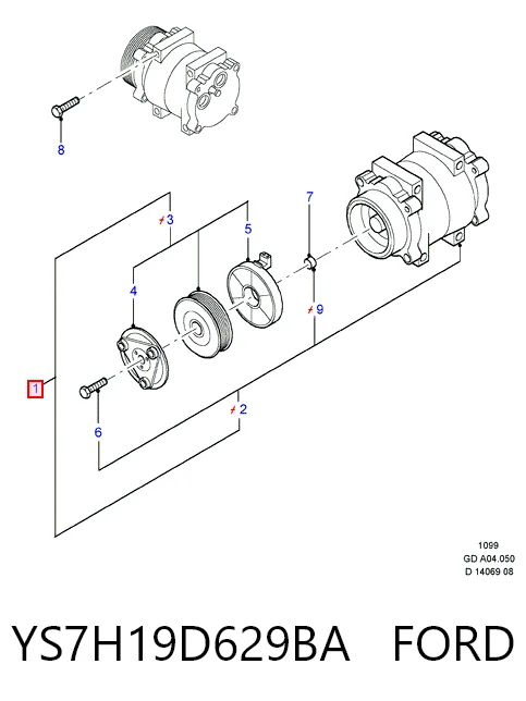 YS7H19D629BA Ford Компресор холодоагенту