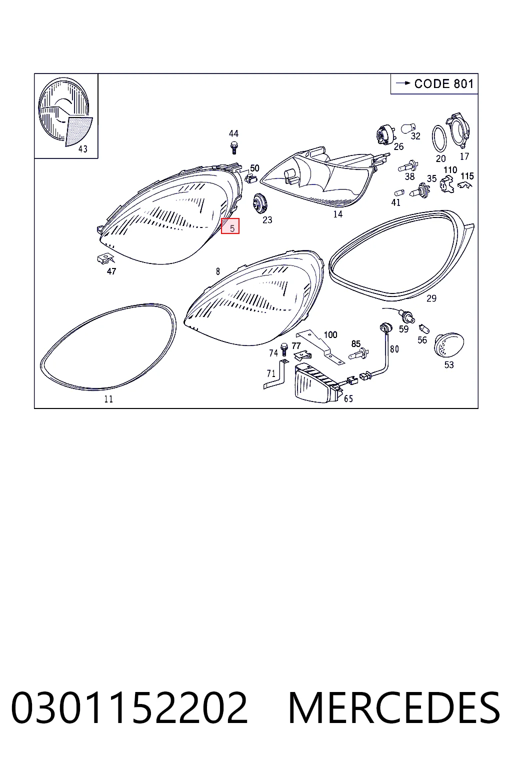 Фара передня права на Mercedes A  W168