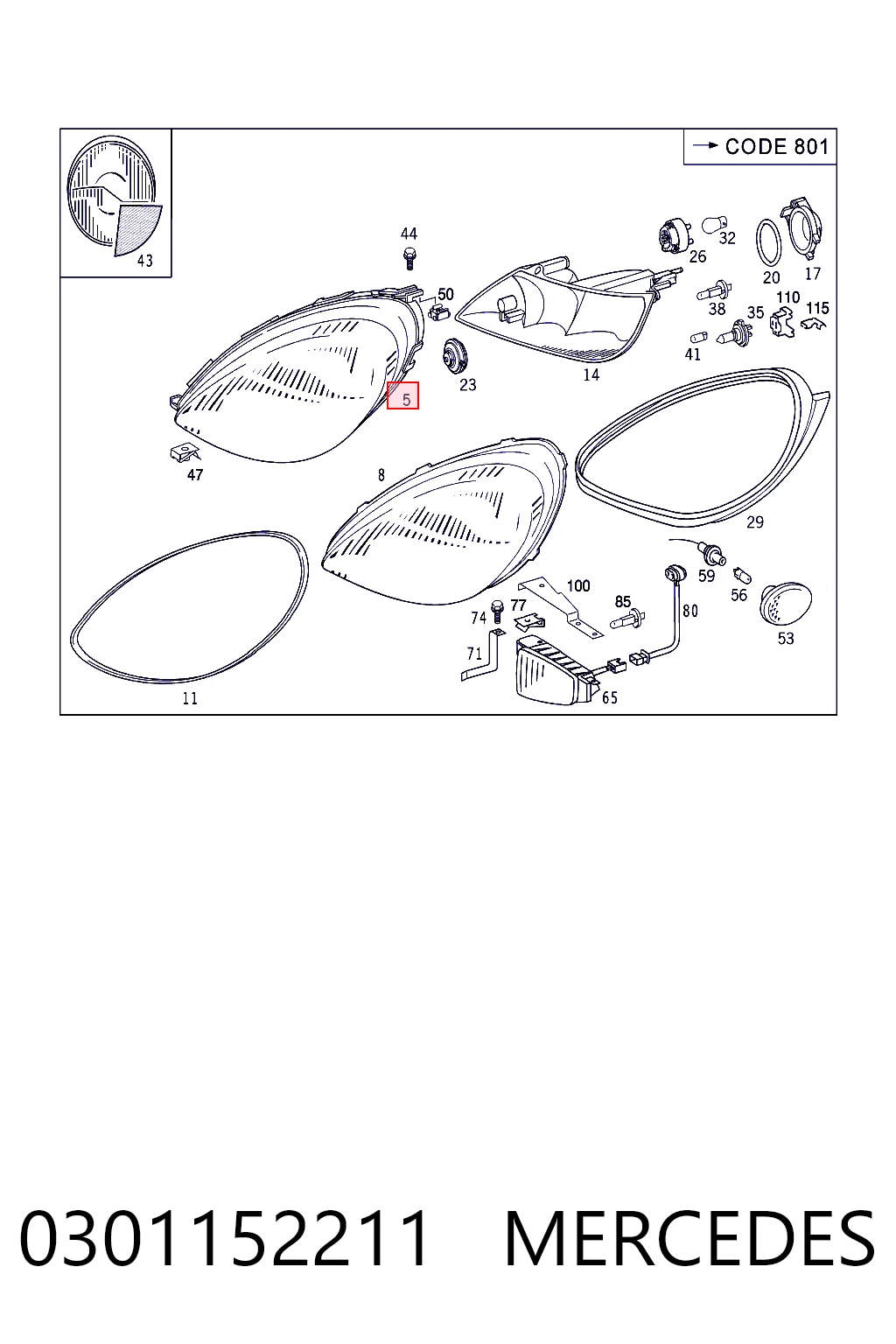 Купити Фара ліва Mercedes A  W168