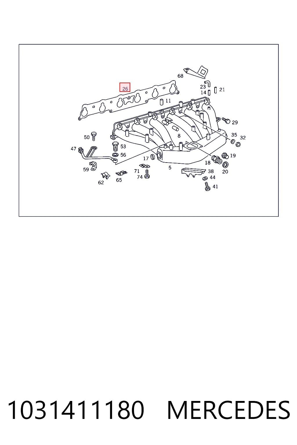 Прокладка впускного колектора на Mercedes S  W126