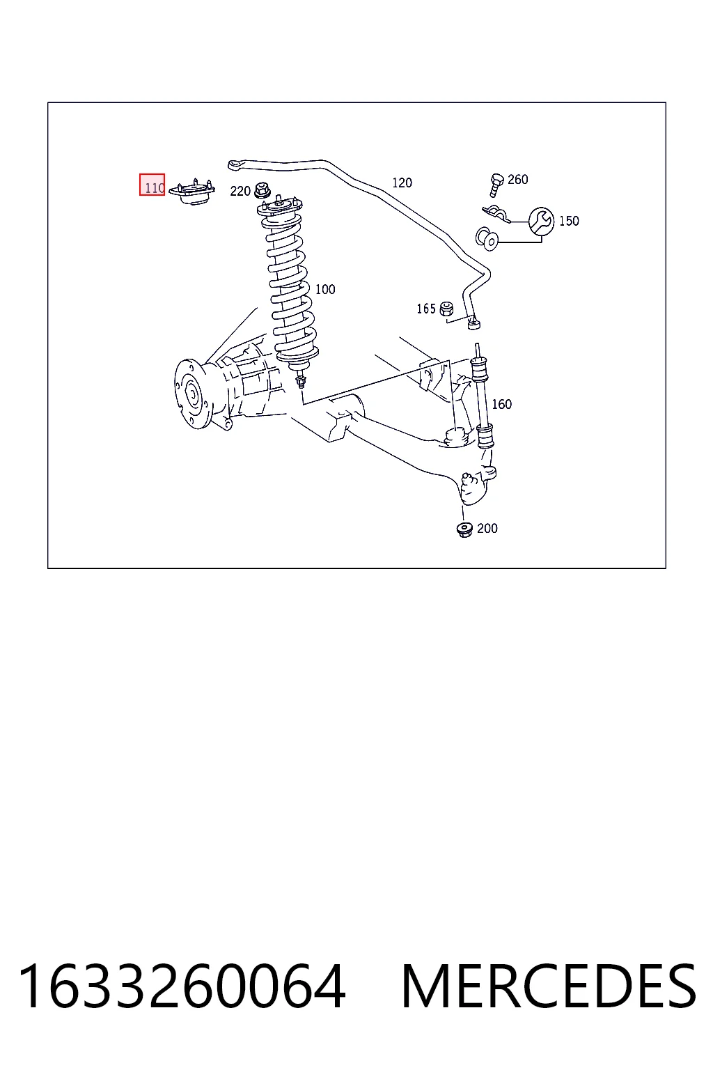 Купити Опора амортизатора заднього Mercedes ML/GLE  W163