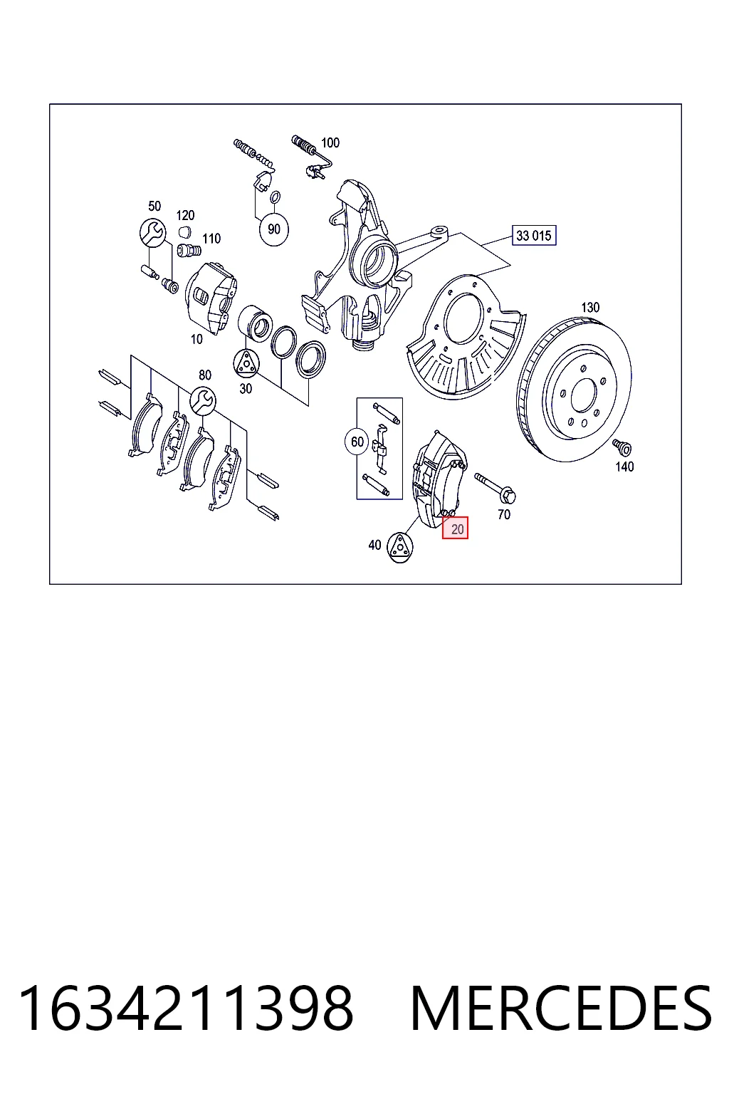 Купити A1634210898 Mercedes Супорт гальмівний передній лівий
