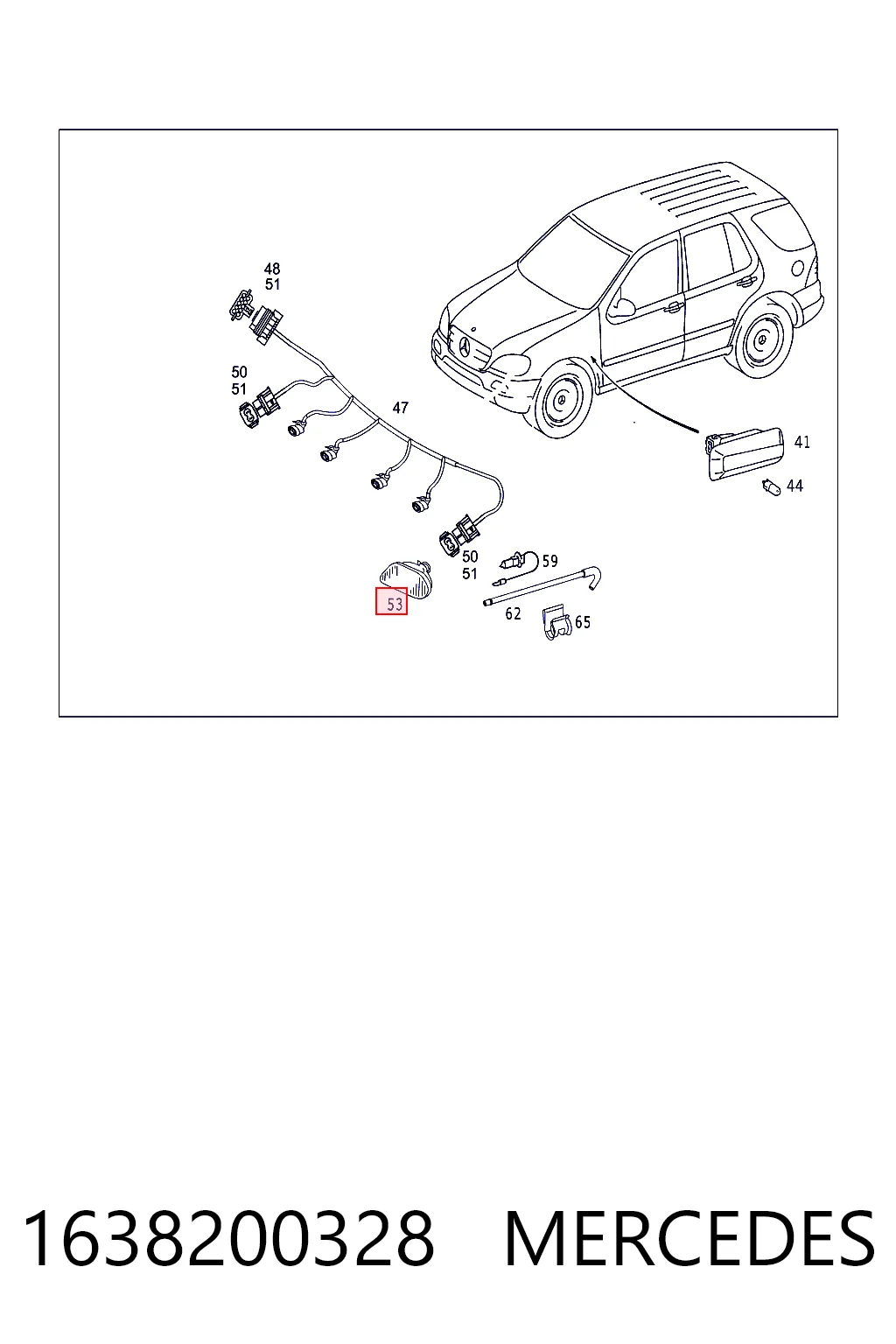 Туманка ліва Mercedes ML/GLE позашляховик (W163) (1998 - 2005) ціна, від 31.68 USD