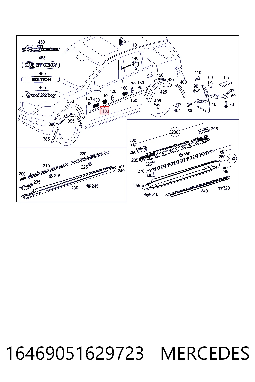A16469051629999 Mercedes Молдинг передніх лівих дверей