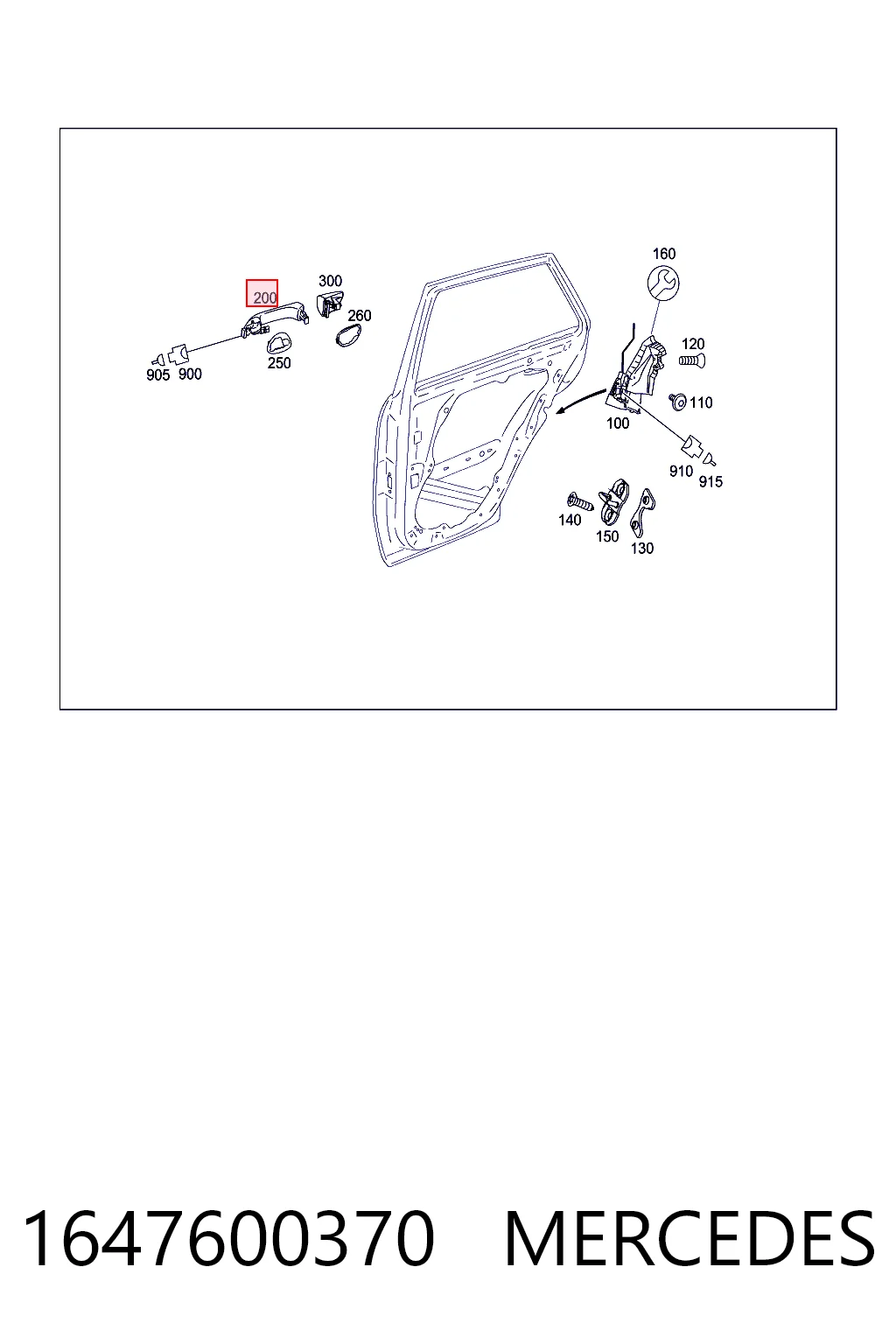 Ручка передніхї лівих дверей Mercedes A16476003709650 ціна, від 72.22 USD