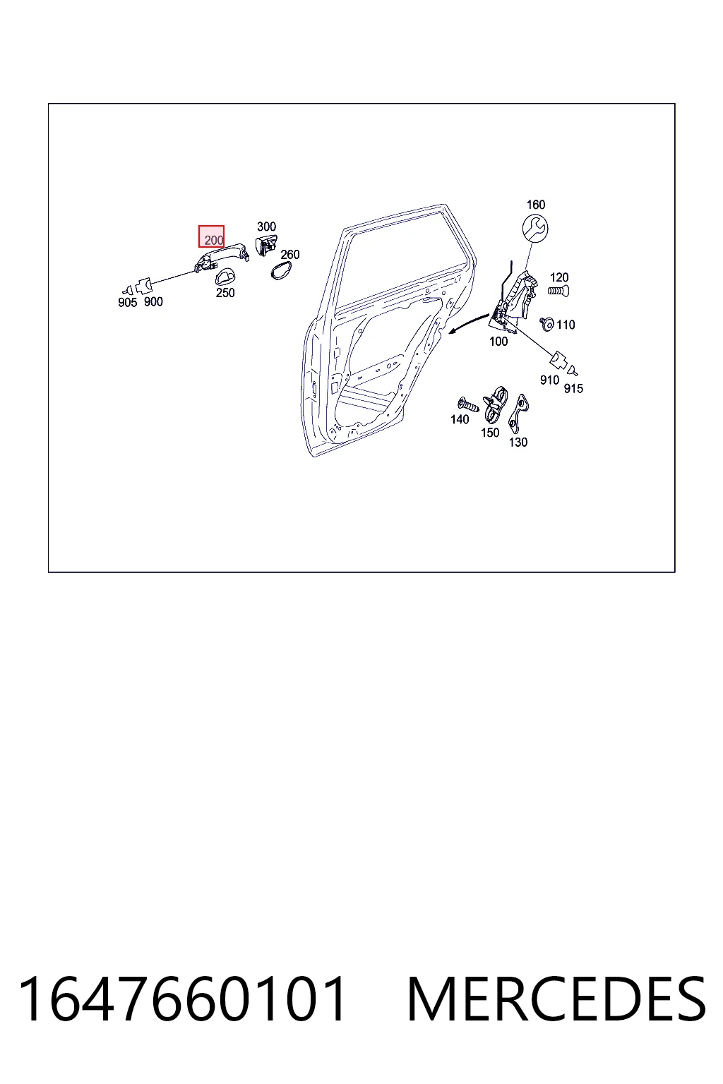 Ручка лівих дверей зовнішня Mercedes A1647660101649999 ціна, від 13.84 USD