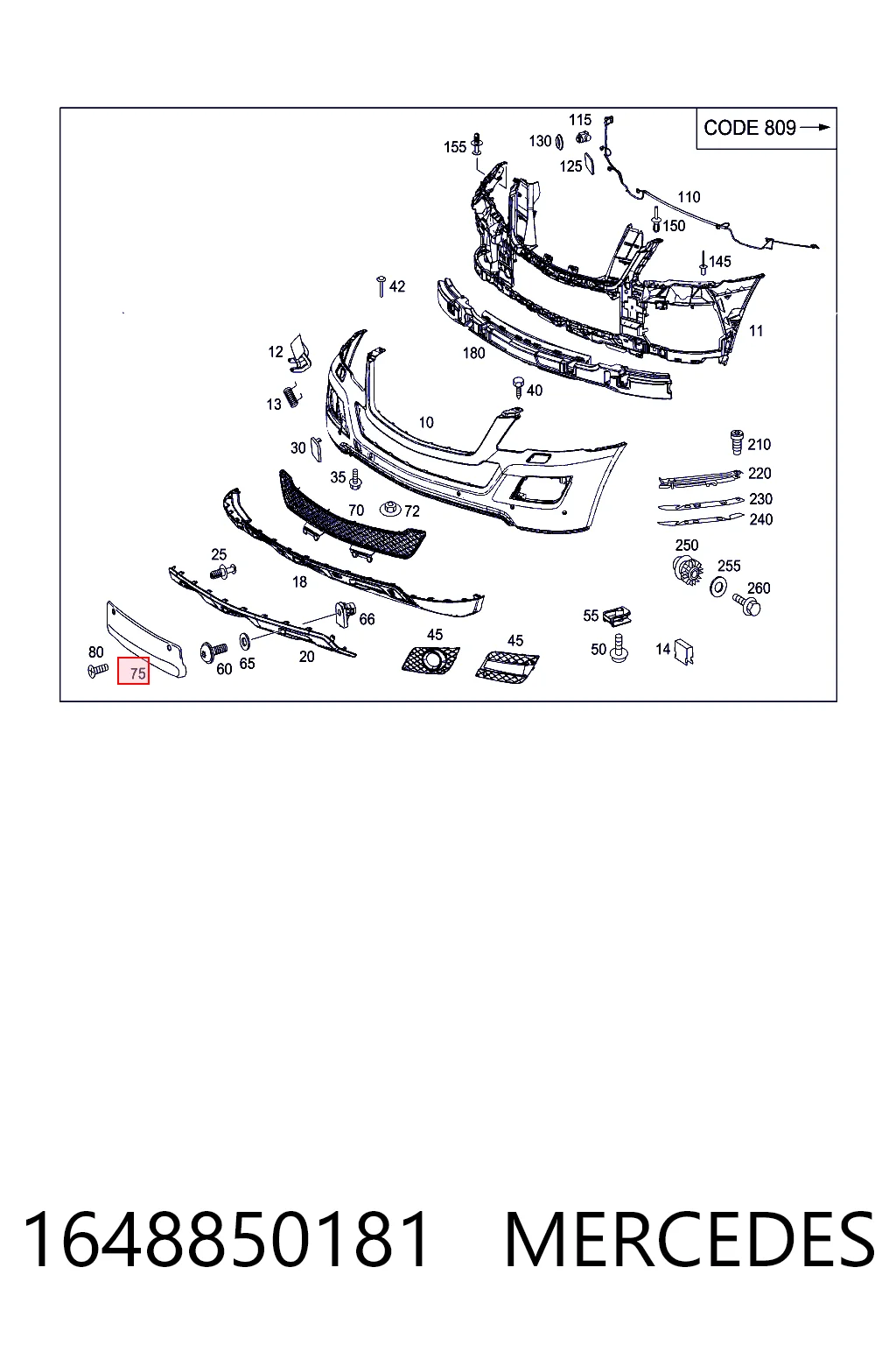 Накладка форсунки омивача фари передньої Mercedes A16488501269999 ціна, від 9.33 USD