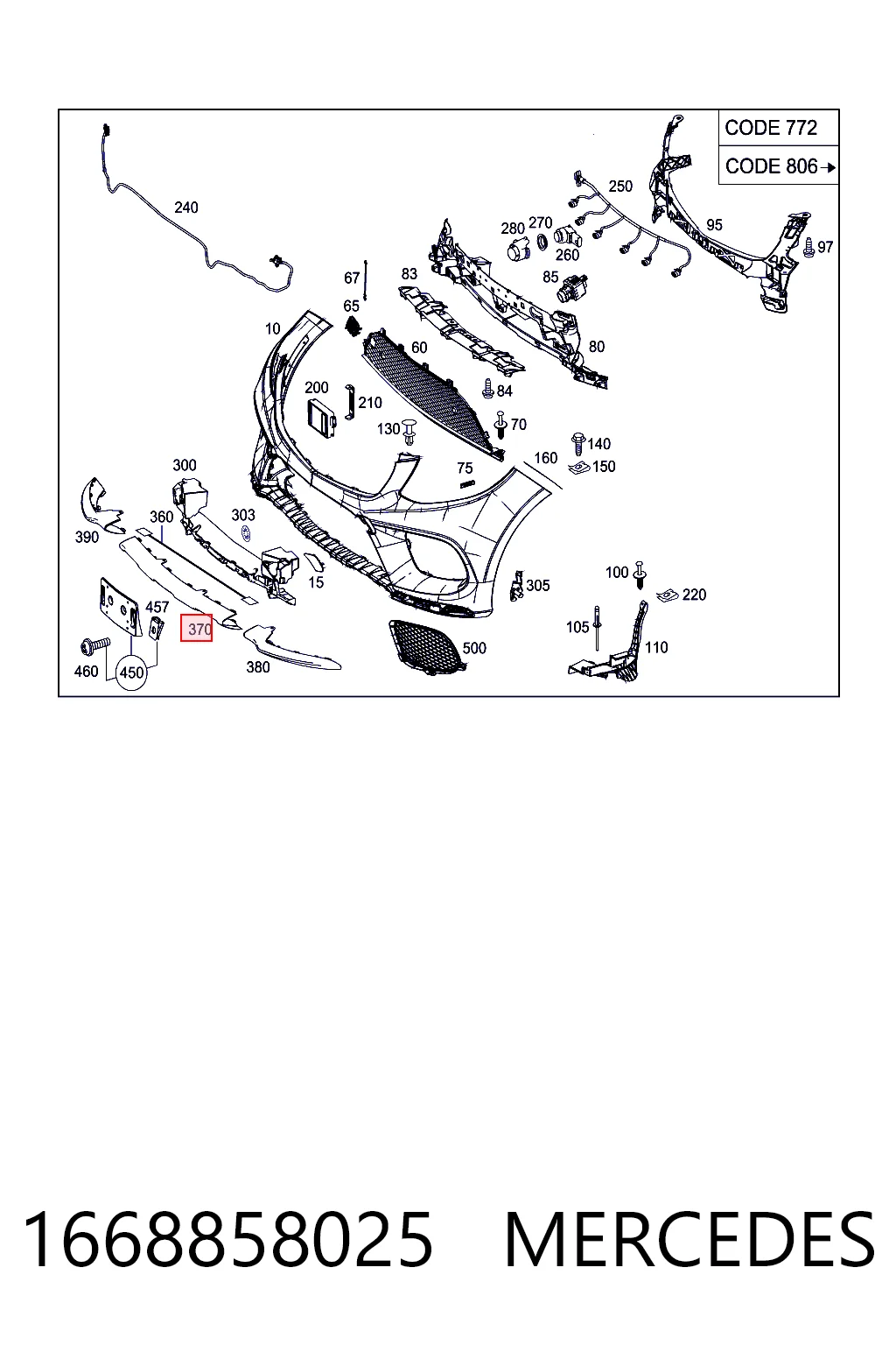 Накладка бампера переднього, центральна Polcar 50T1075 ціна, від 124.16 USD