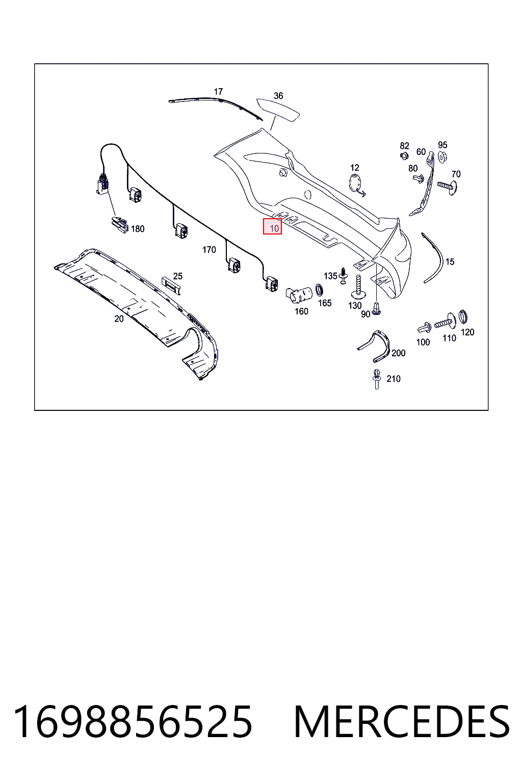 Кожух бампера заднього Mercedes A хетчбек (W169) (2004 - 2012) ціна, від 117.09 USD
