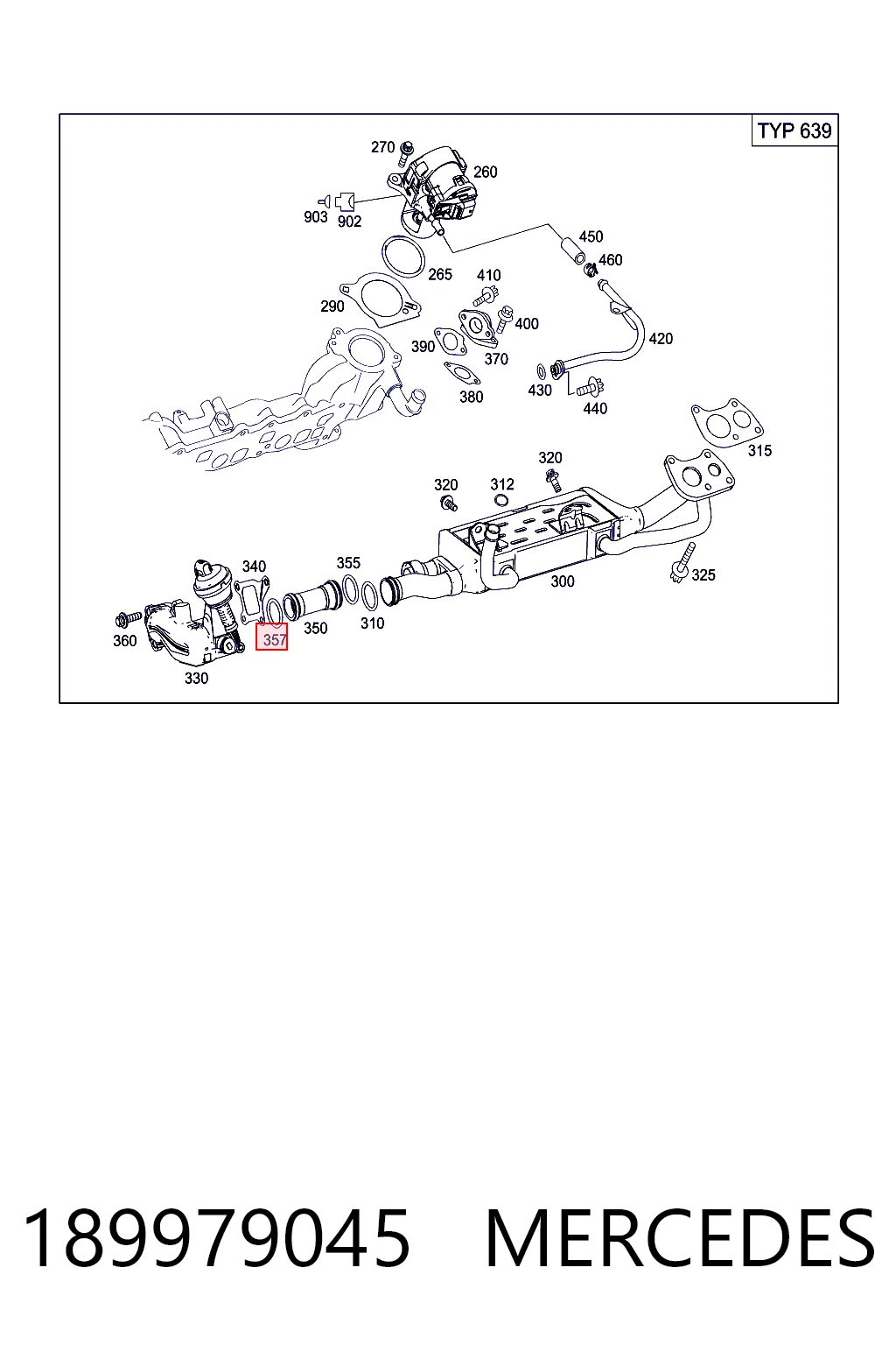 189979045 Mercedes Прокладка EGR-клапана рециркуляції