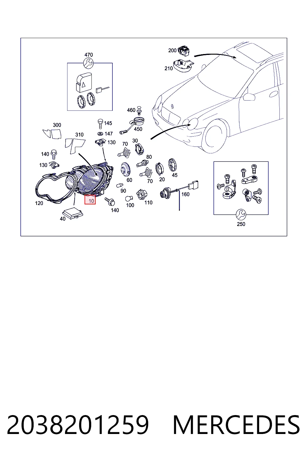 Купити Фара права Mercedes C  CL203