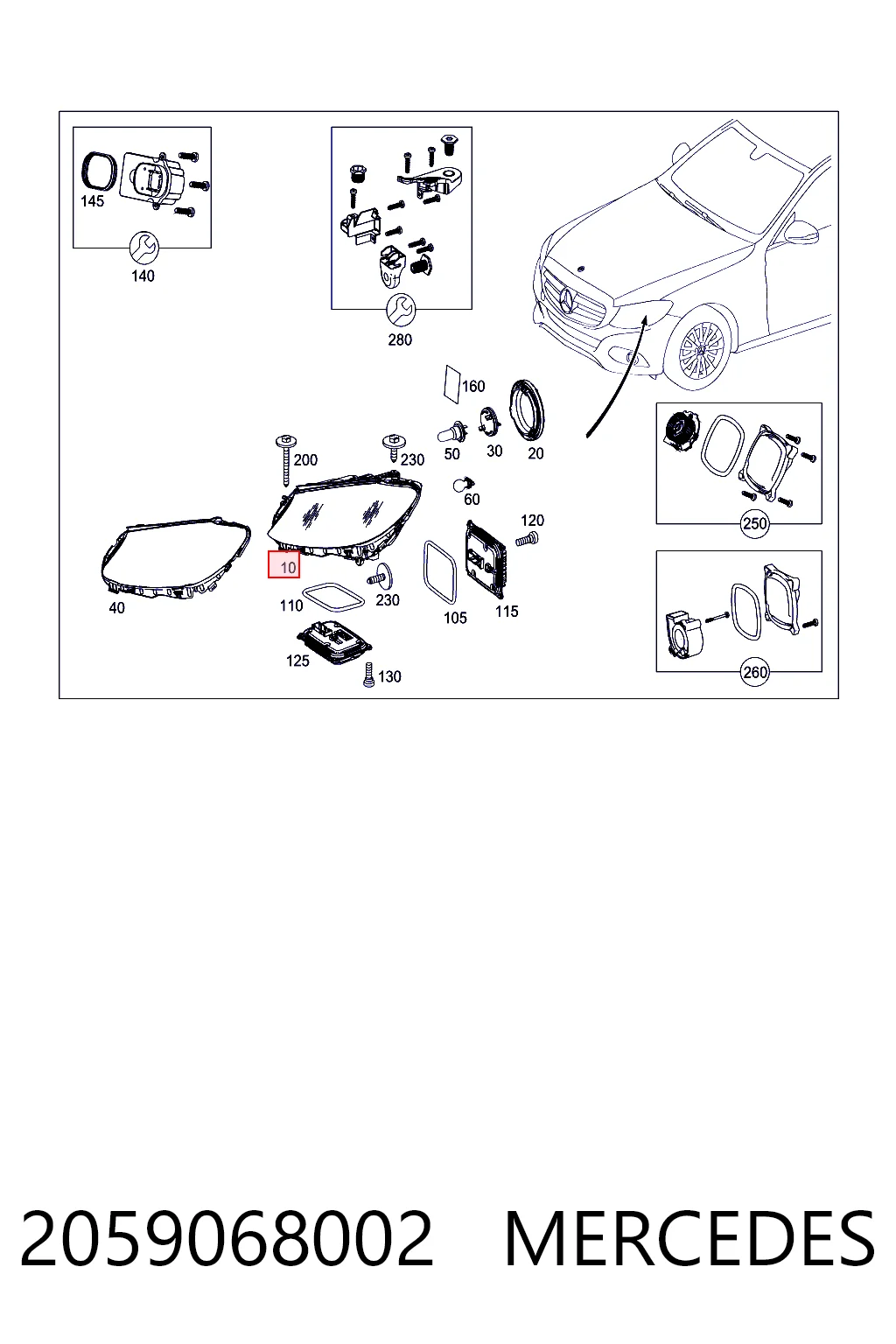 Купити Фара права Mercedes C  W205