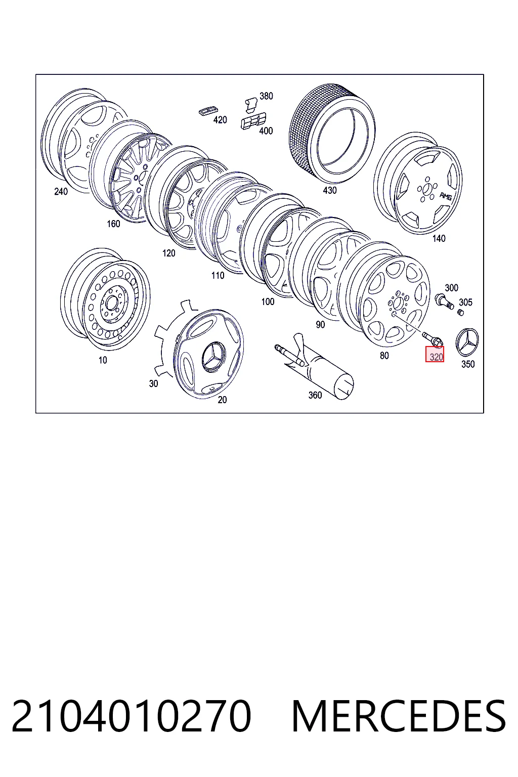 Купити Колісний болт Mercedes A  W168