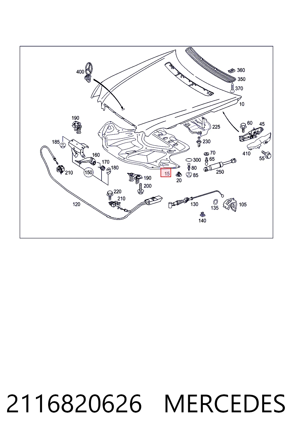 Обшивка капота Mercedes E седан (W211) (2002 - 2008) ціна, від 35.48 USD