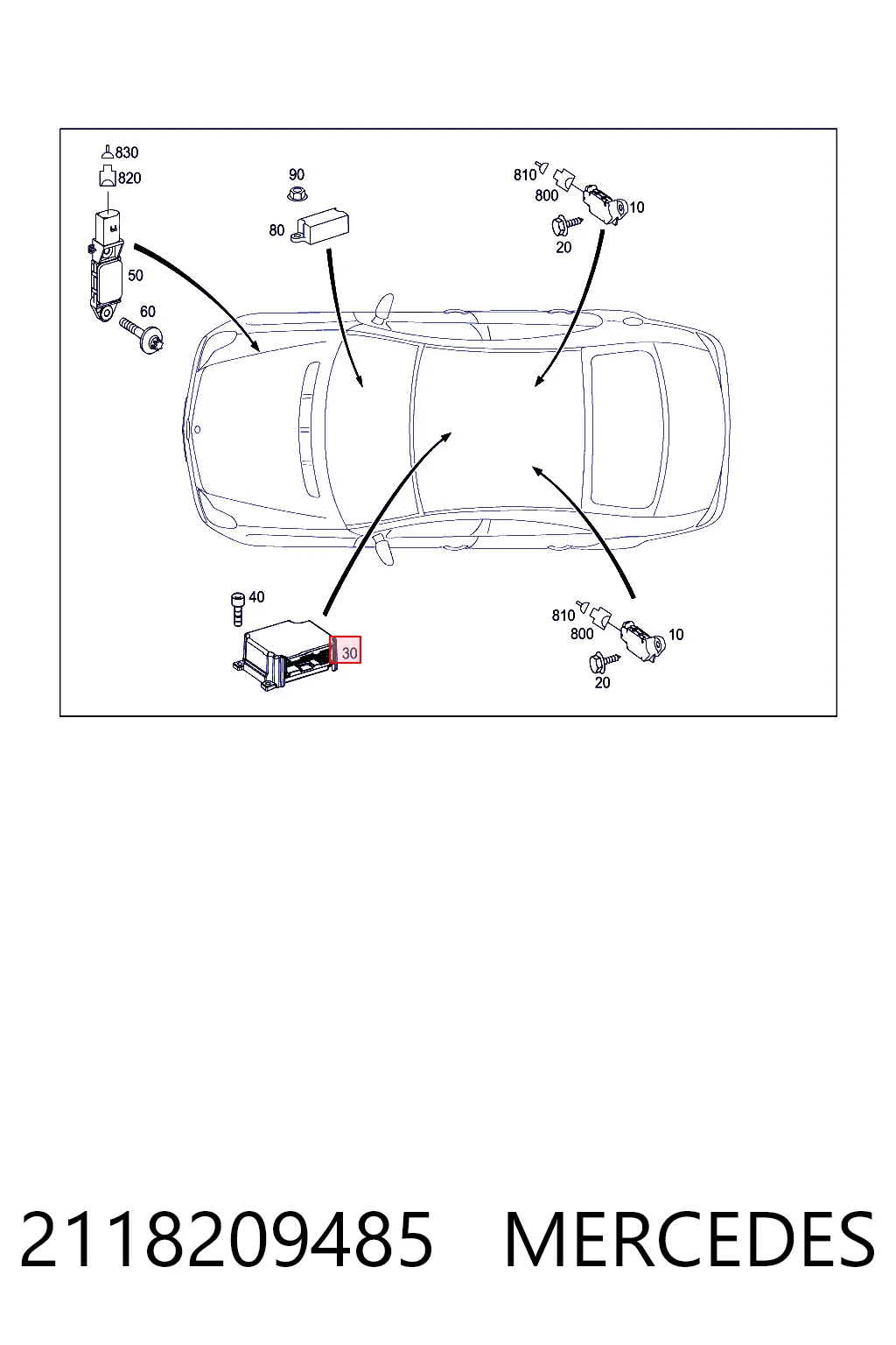 Модуль-процесор керування подушки безпеки A2118205785 General Motors