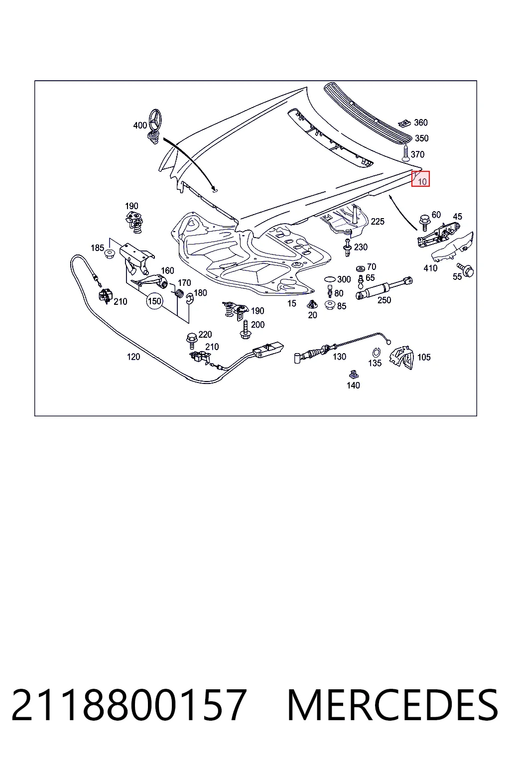 Капот Mercedes E седан (W211) (2002 - 2008) ціна, від 114.03 USD