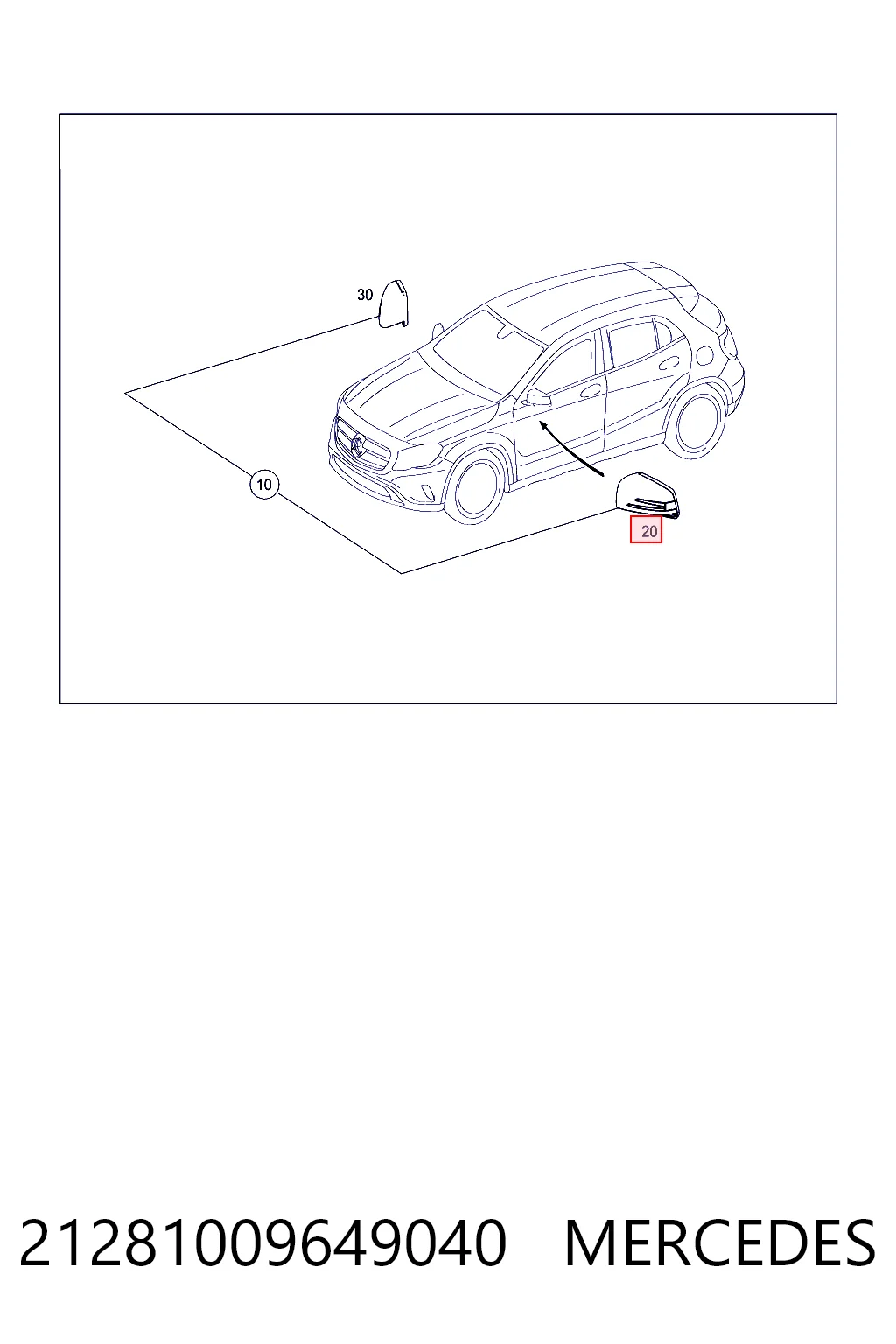 Купити A24681101009999 Mercedes Накладка/кришка дзеркала заднього виду, ліва