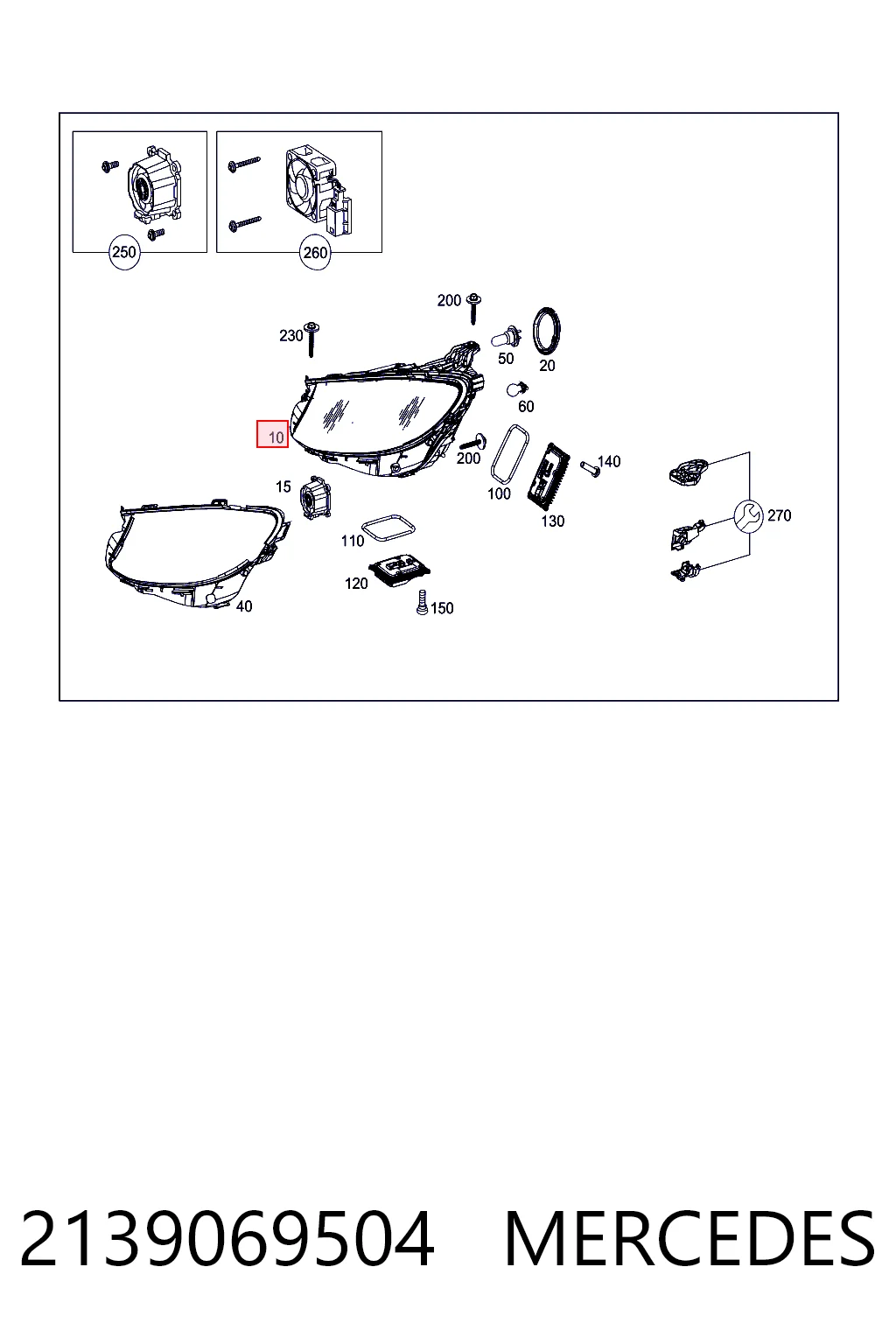Блок фара ліва Mercedes A213906 ціна, від 97.61 USD