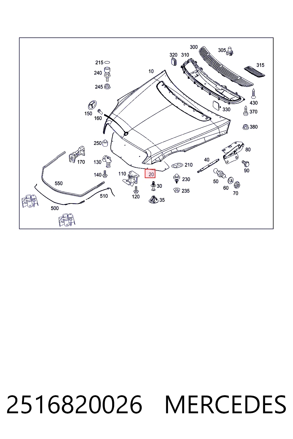 Обшивка капота Mercedes R позашляховик (W251) (2005 - 2017) ціна, від 38.85 USD