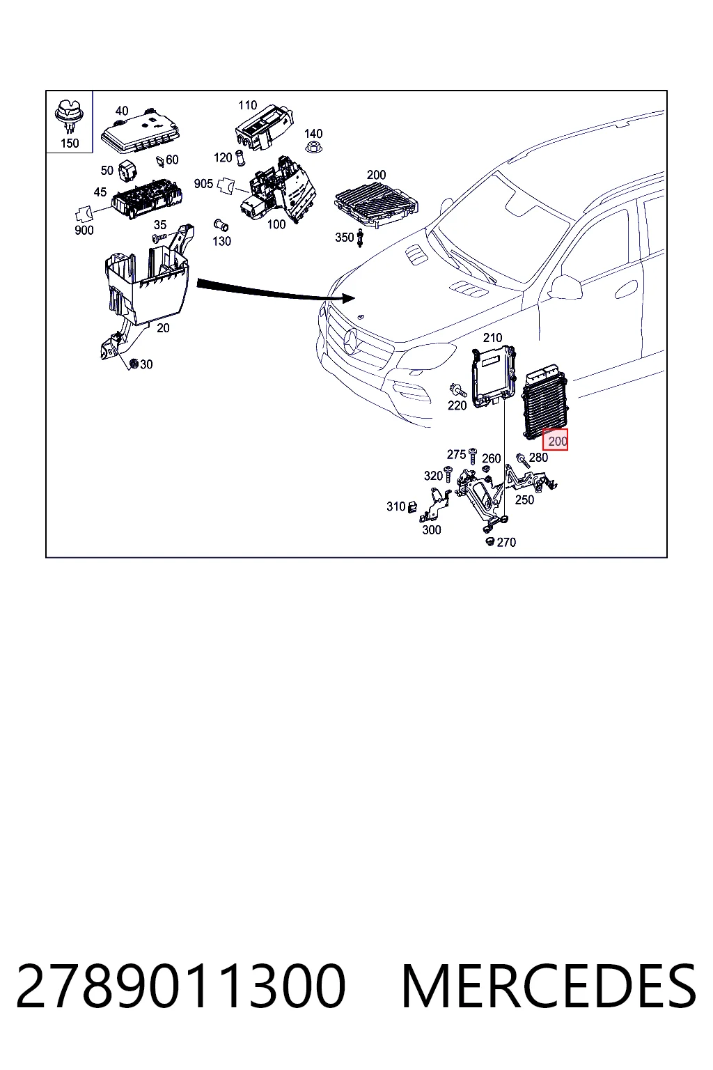 Електронний блок керування двигуном A278900130087 Mercedes