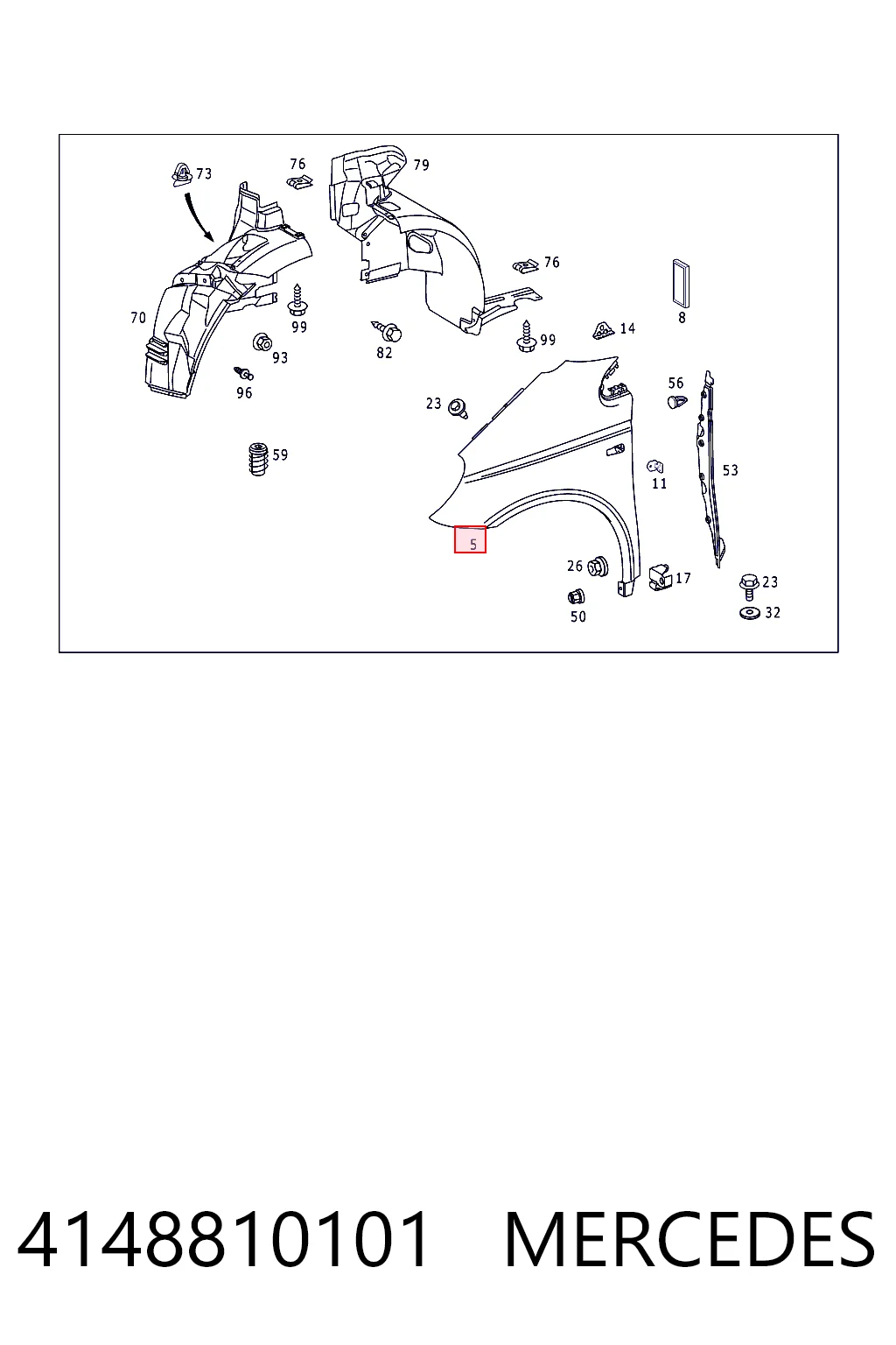 Крило переднє праве Mercedes Vaneo 414