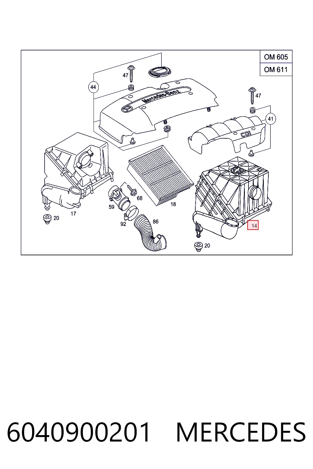 Коробка фільтра на Mercedes C  W202