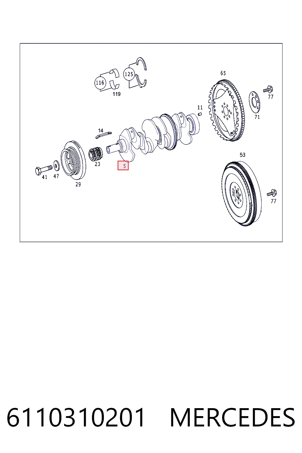 Колінвал двигуна на Mercedes V  638
