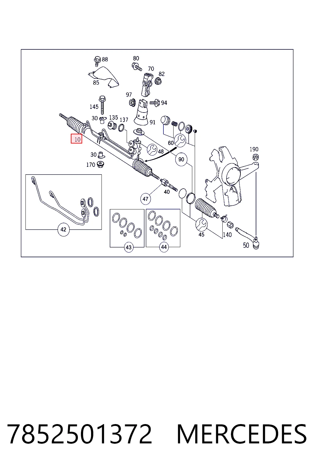 7852501372 Mercedes Рейковий рульовий механізм