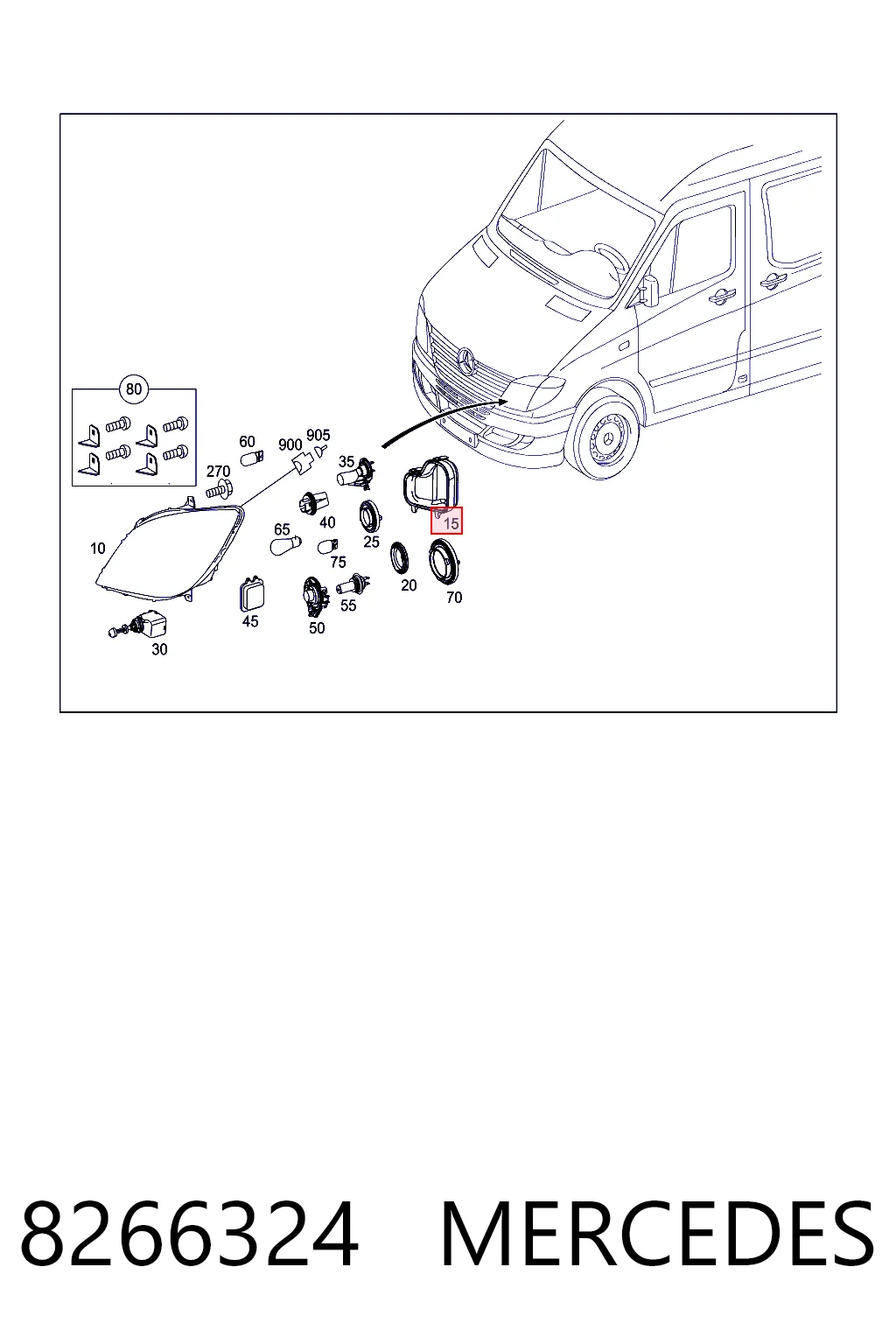 8266324 Mercedes Кришка фари лівої