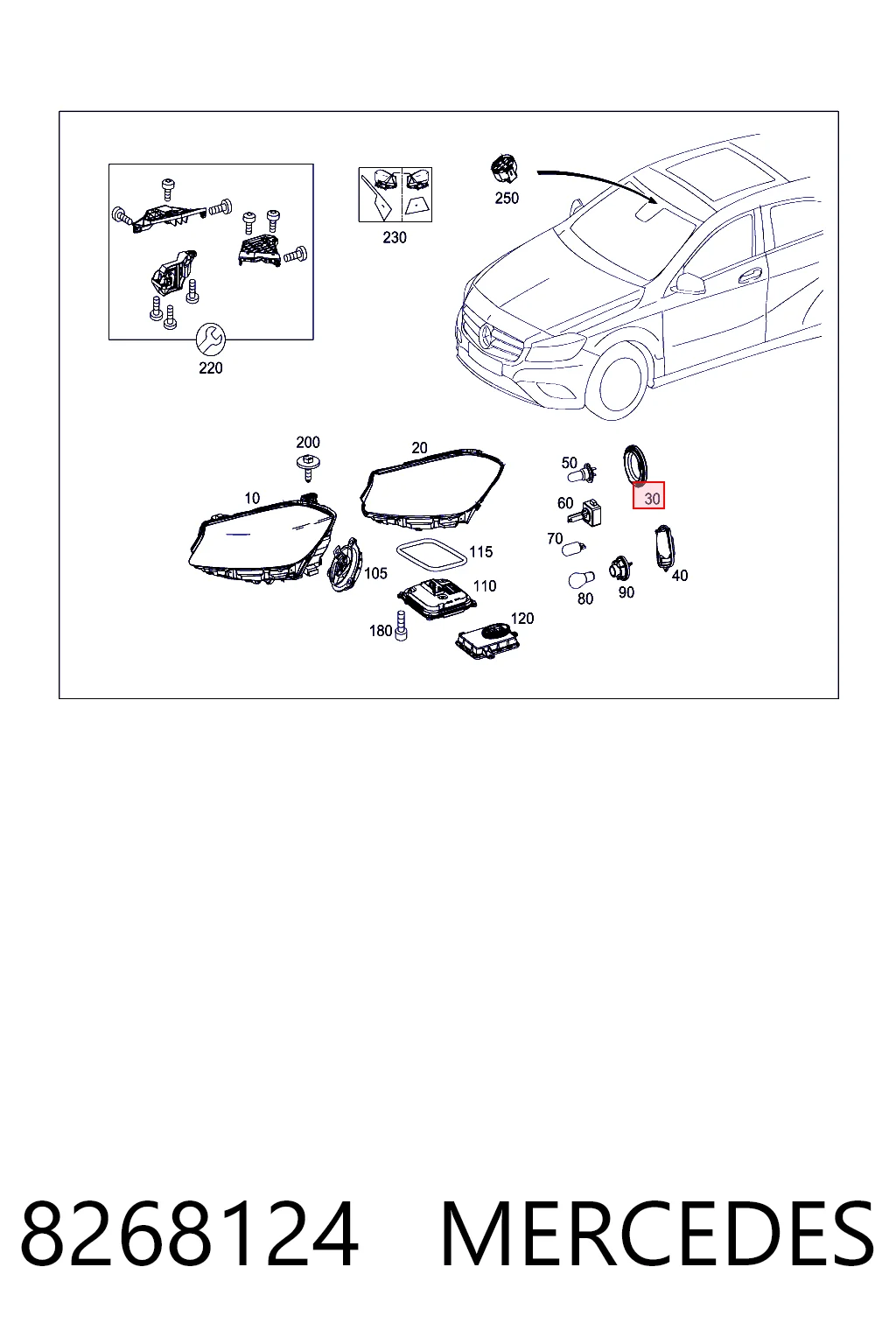 8268124 Mercedes Кришка фари, задня