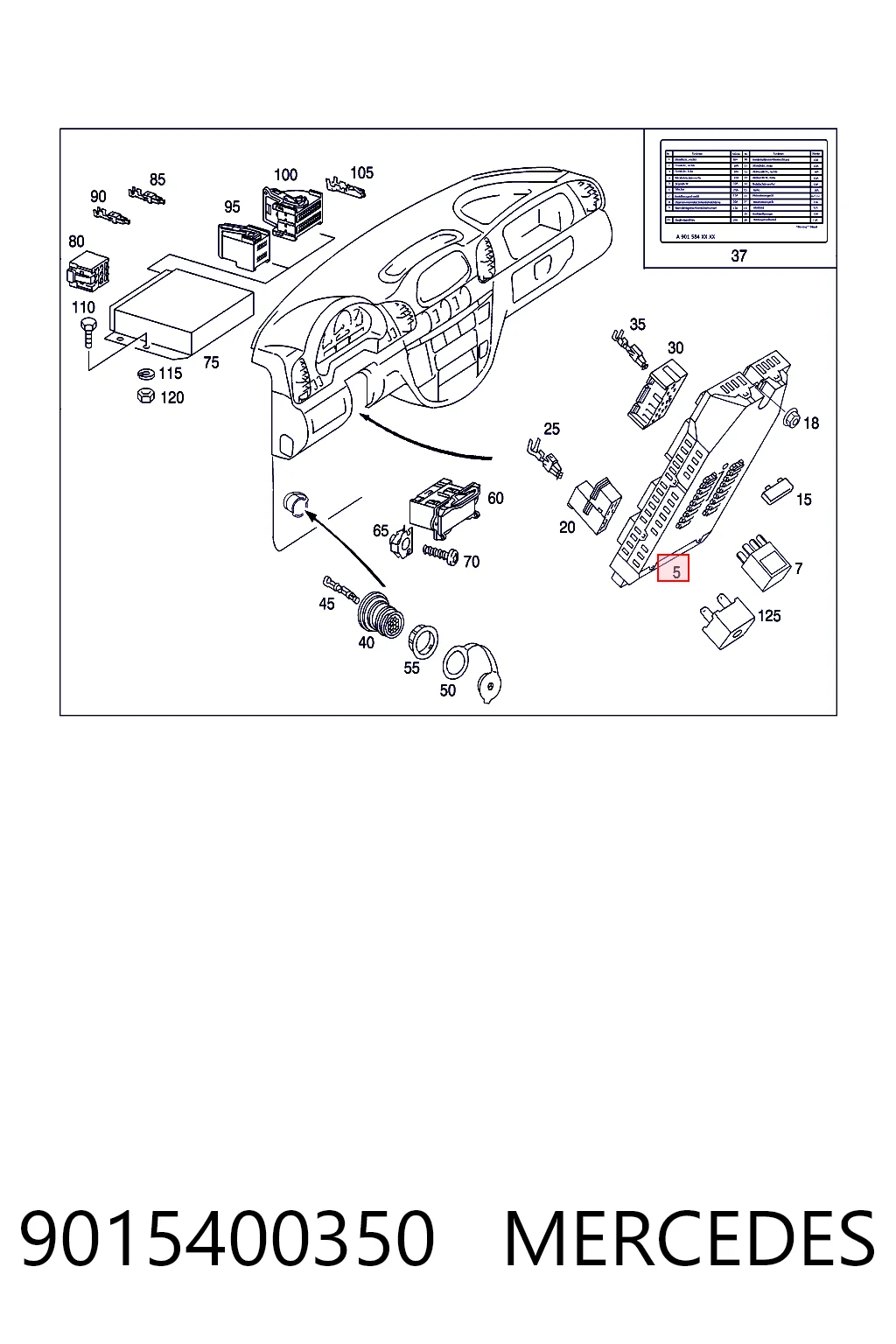 Коробка запобіжників Mercedes Sprinter I 2-t фургон (901, 902) (1995 - 2006) ціна, від 25.34 USD