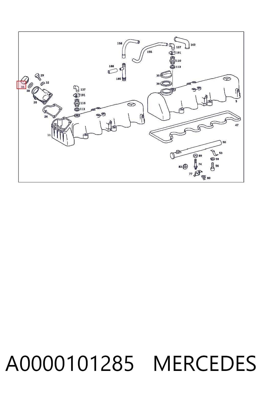 A0000101285 Mercedes Кришка маслозаливной горловини