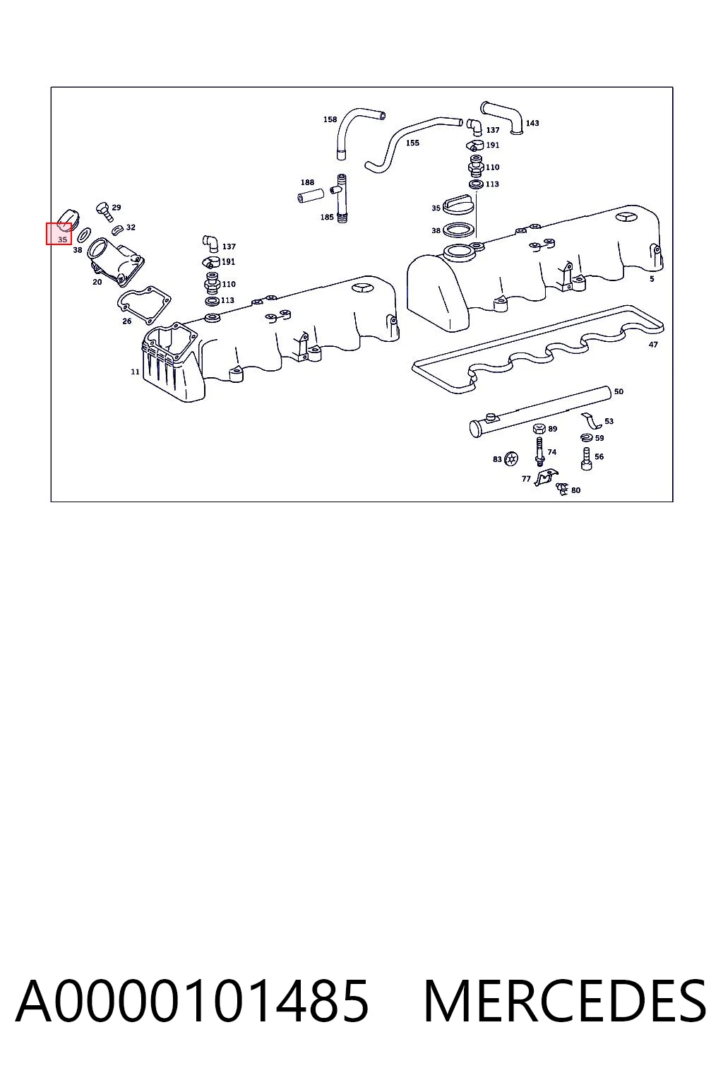 A0000101485 Mercedes Кришка маслозаливной горловини