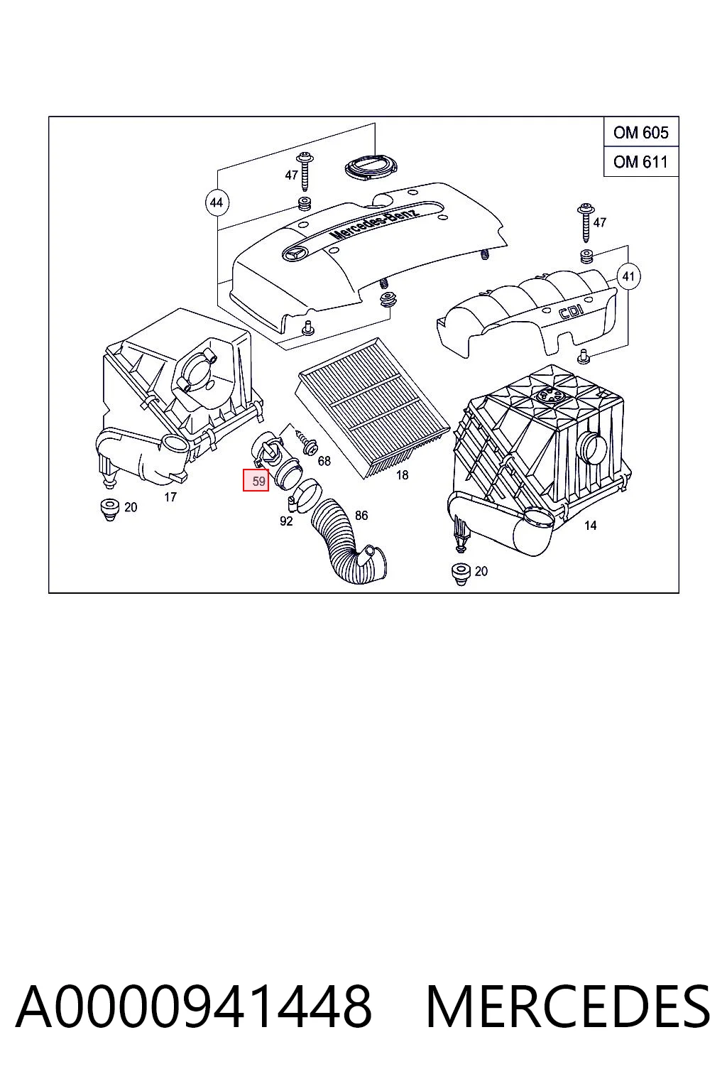 A0000941448 Mercedes Датчик витрати повітря
