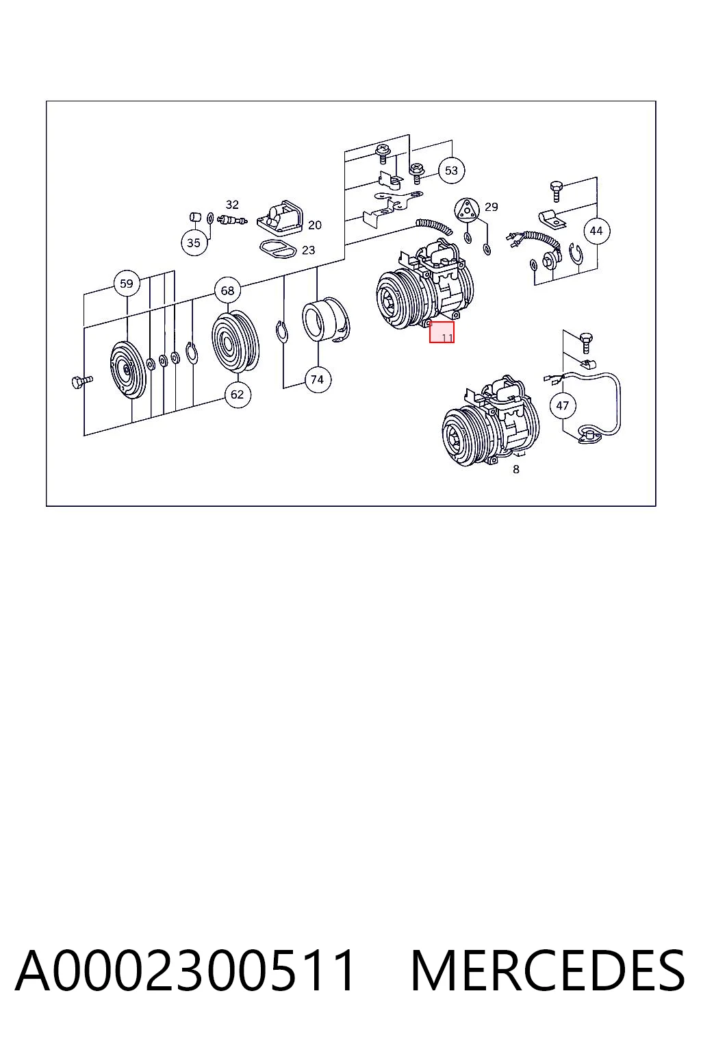 A0002300511 Mercedes Компресор холодоагенту