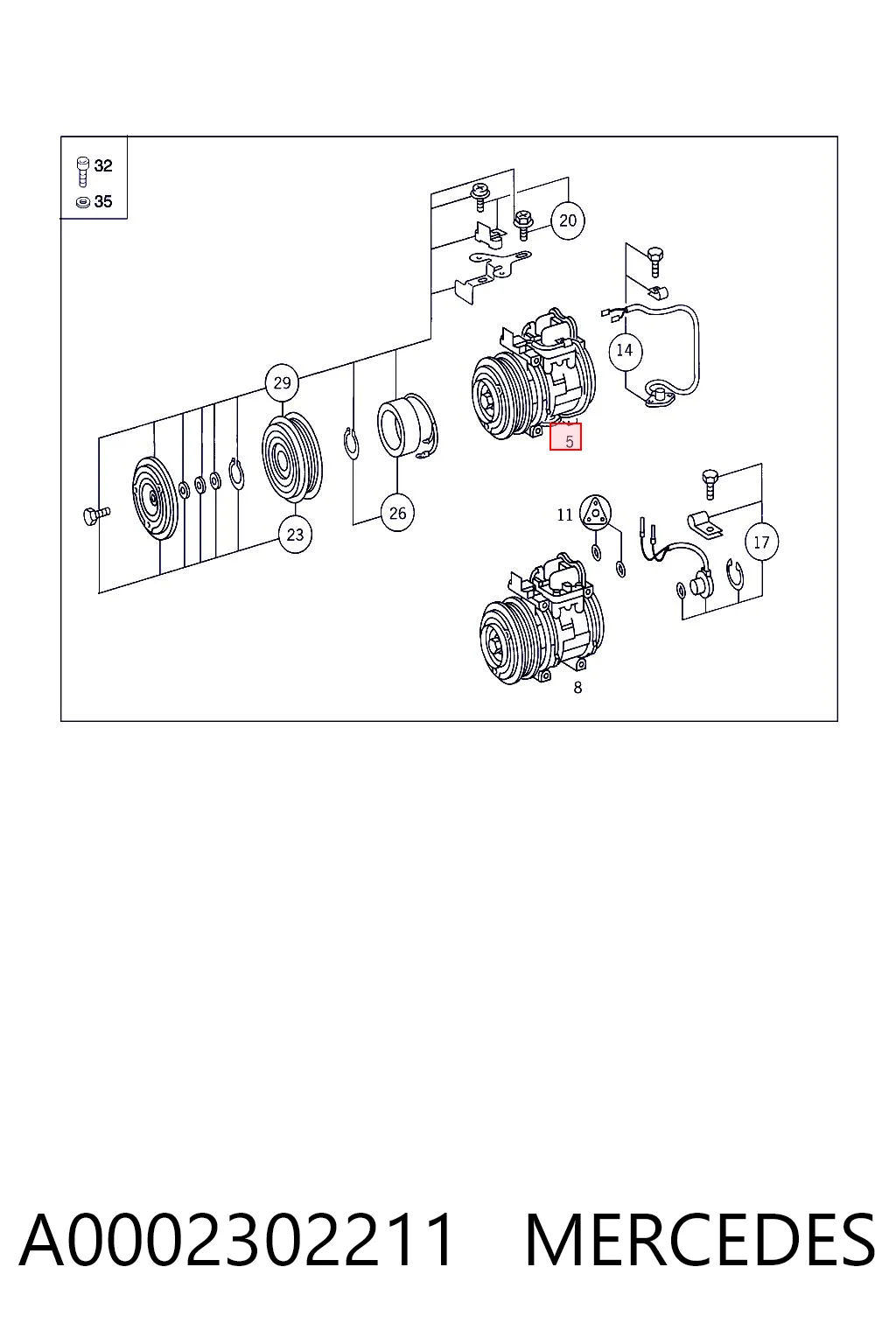 A0002302211 Mercedes Компресор холодоагенту