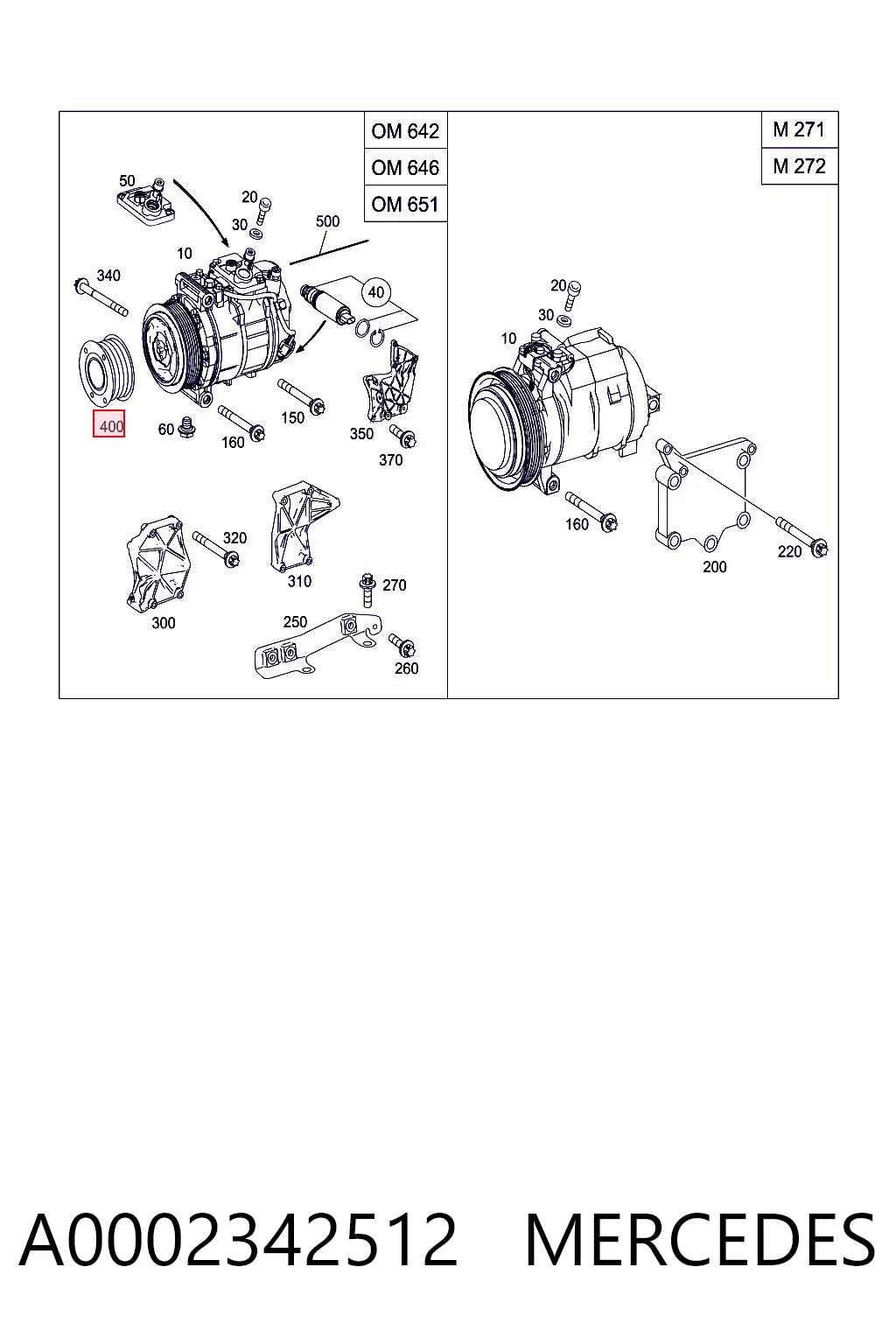 A0002342512 Mercedes Шків компресора кондиціонера