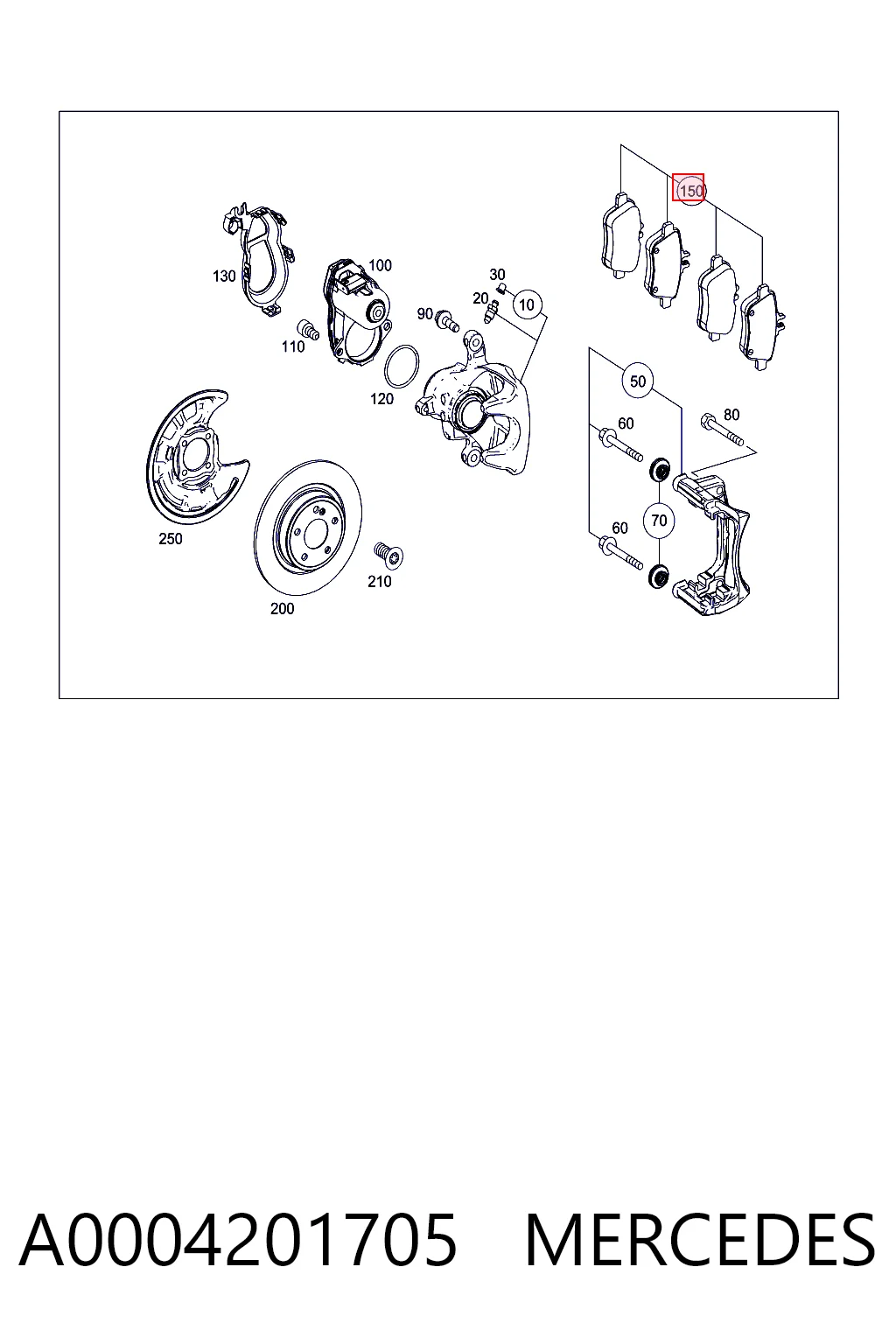 A0004201705 Mercedes Колодки гальмівні задні, дискові