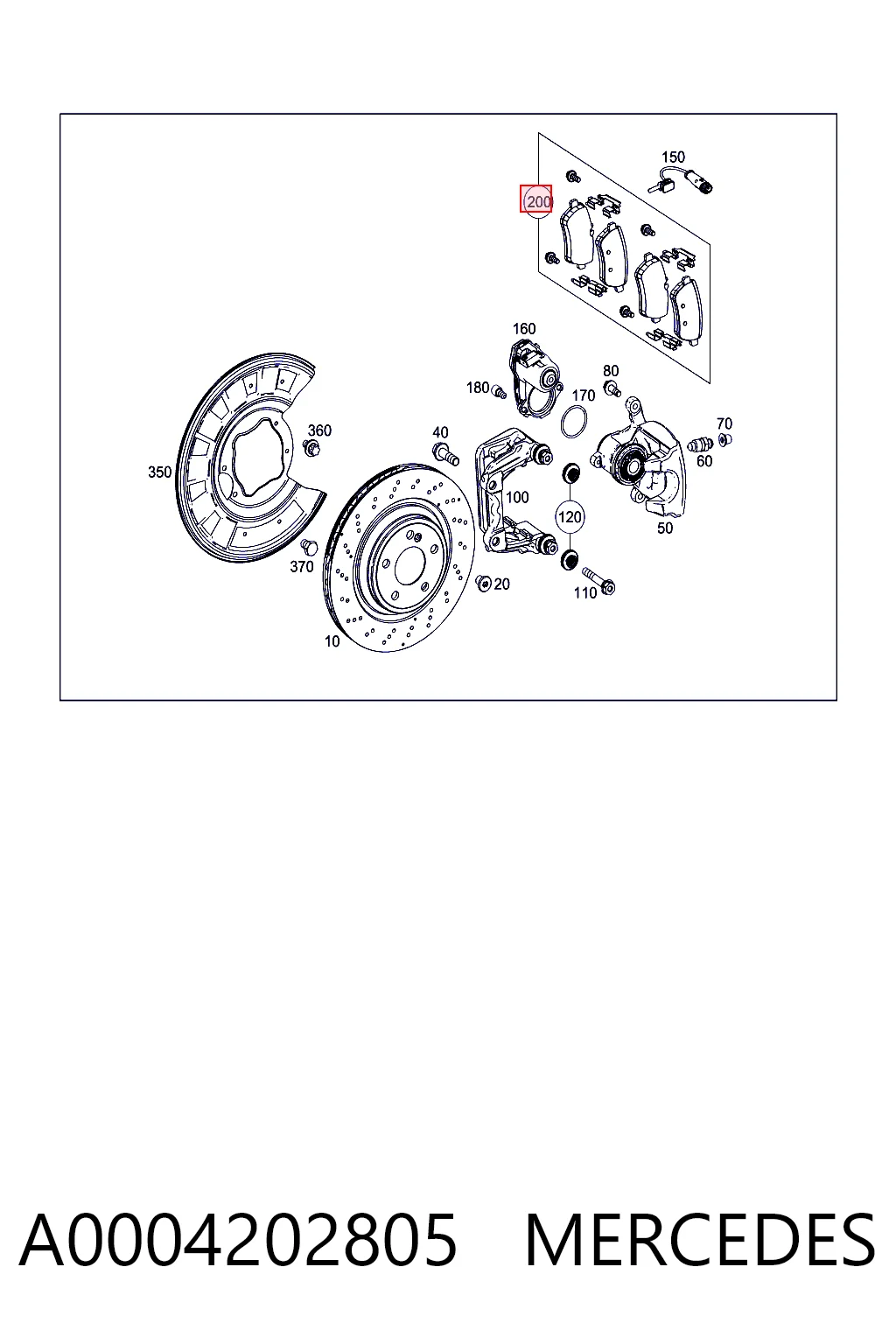 A0004202805 Mercedes Колодки гальмівні задні, дискові