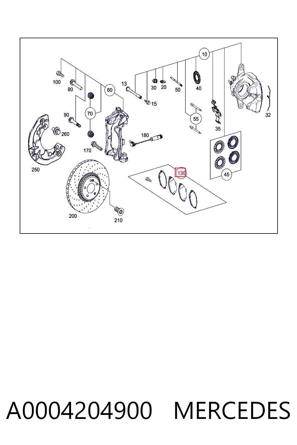 A0004204900 Mercedes Передні гальмівні колодки